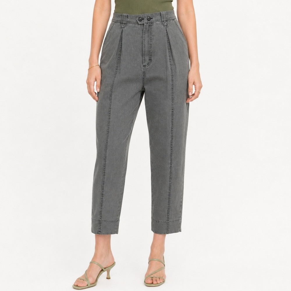 Vintage Pleated Bugle Boy Pants Womens 8 Forest Green Cotton Utility Casual